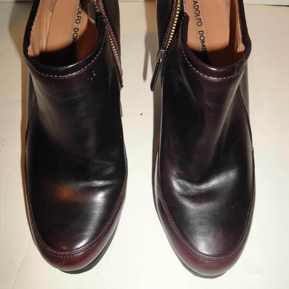 ADOLFO DOMINGUEZ BLACK BROWN LEATHER WEDGE WOMENS SHOE SIZE 7.5 /38